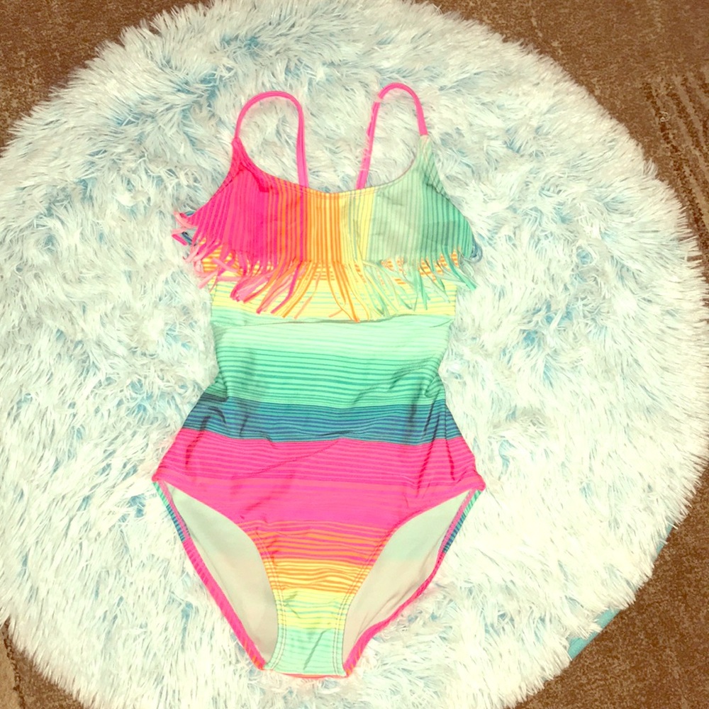 Girls rainbow 🌈 fringe bathing suit
